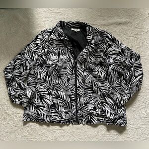 Studio Works Blazer / Suit jacket w/ Zipper - black, white & beige - size 2X